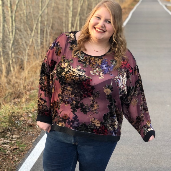 Lane Bryant Tops - Cacique Mesh/ velvet top